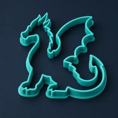 Teal dragon-shaped cookie cutter